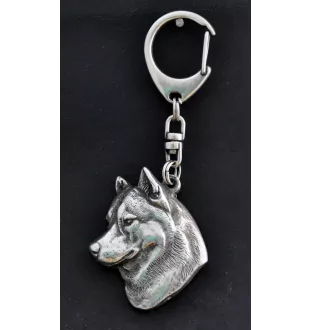 Husky de Sibérie, Husky sibérien - Porte-clés argenté avec chien, décoration de sac à main, pendentif de sac à dos par la marque Art-Dog