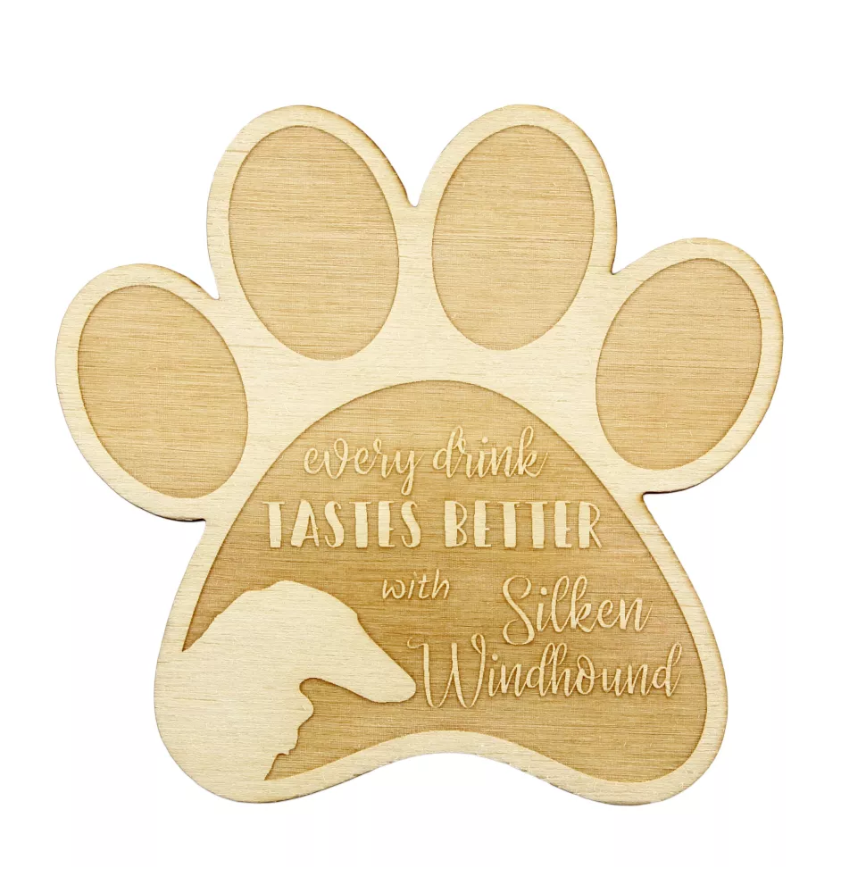 Silken Windhound, Lévrier de soie - Sous-verre mug, sous-verre gravé avec chien, cadeau pour amoureux des chiens par la marque Art-Dog