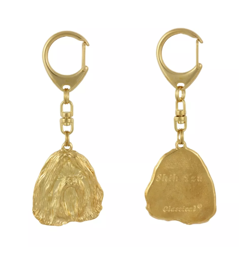 Shih Tzu I - Vergoldeter Schlüsselanhänger mit Hund, Handtaschenschmuck, Luxus-Accessoire der Marke Art-Dog