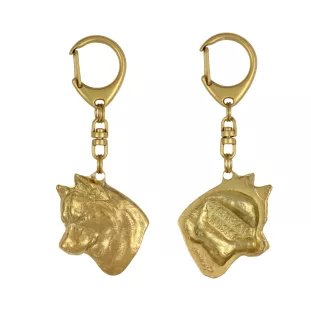 Husky de Sibérie, Husky sibérien - Porte-clés doré avec chien dans boîte cadeau, décoration de sac à main, accessoire de luxe de la marque Art-Dog