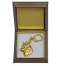 Siberian Husky, Chukcha - Gilded key ring with dog in gift box, handbag decoration, luxury accessory by Art-Dog brand