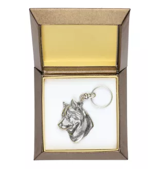 Husky de Sibérie, Husky sibérien - Pendentif argenté avec un chien dans une boîte décorative, décoration de sac à main, pendentif de sac à dos par la marque Art-Dog