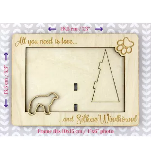 Silken Windhound - Fotorahmen, gravierter Holzrahmen, ein schönes Gadget für den Hundeliebhaber von Art-Dog