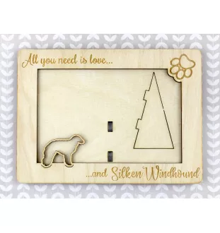 Silken Windhound - Photo frame, engraved wooden frame, a lovely gadget for the dog lover by Art-Dog