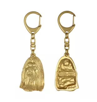 Shih Tzu - Porte-clés doré avec chien dans boîte cadeau, décoration de sac à main, accessoire de luxe de la marque Art-Dog