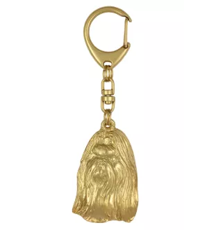 Shih Tzu, Chrysanthemum Dog - Gilded key ring with dog in gift box, handbag decoration, luxury accessory by Art-Dog brand