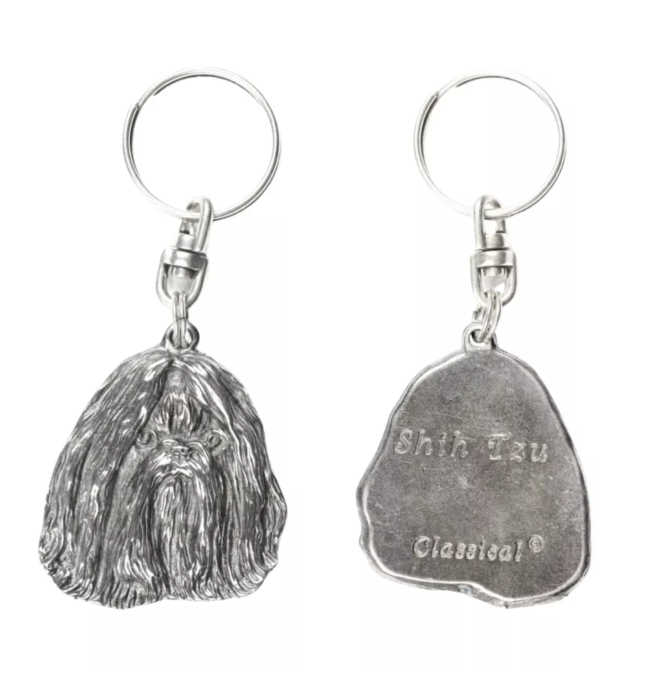 Shih Tzu I - Versilberter Anhänger mit einem Hund in einer dekorativen Box, Handtaschenschmuck, Rucksackanhänger der Marke Art-Dog