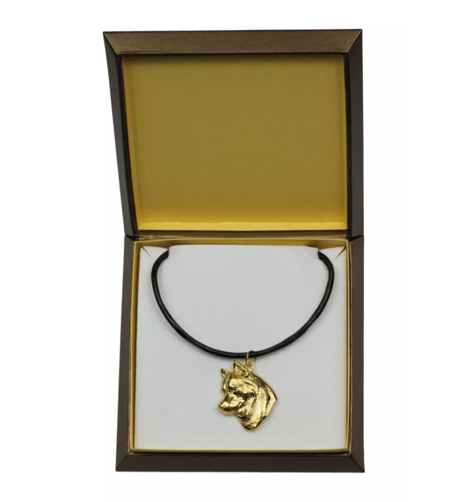 Husky de Sibérie, Husky sibérien - Collier de chien dans une boîte cadeau, pendentif plaqué or pour les fans de chiens, bijoux remarquables par Art-Dog