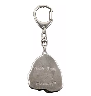 Shih Tzu, Chrysanthemum Dog I - Silver-plated key ring with a dog in a gift box, handbag decoration, backpack pendant by Art-Dog brand