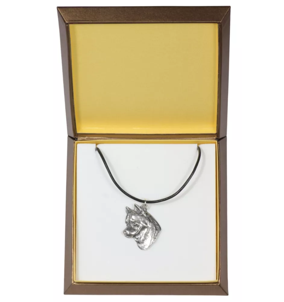 Husky de Sibérie, Husky sibérien - Collier de chien dans une boîte cadeau, médaillon argenté pour fan de chien, pendentif remarquable de la marque Art-Dog