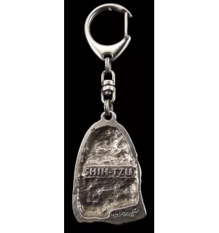 Shih Tzu - Porte-clés argenté avec un chien dans une boîte cadeau, décoration de sac à main, pendentif de sac à dos par la marque Art-Dog