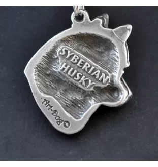 Siberian Husky - Hundehalsband in Geschenkbox, versilbertes Medaillon für Hundefans, markanter Anhänger der Marke Art-Dog