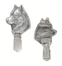 Siberian Husky, Chukcha - brooch with a clip, holder for a start number, silver-plated dog show pin from the Art-Dog brand