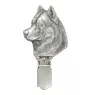 Siberian Husky, Chukcha - brooch with a clip, holder for a start number, silver-plated dog show pin from the Art-Dog brand