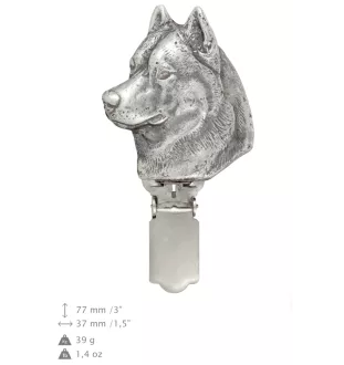 Siberian Husky - Brosche mit Clip, Startnummernhalter, versilberte Anstecknadel für Hundeausstellungen der Marke Art-Dog