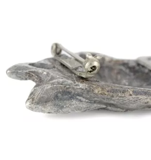 Siberian Husky, Chukcha - brooch with a clip, holder for a start number, silver-plated dog show pin from the Art-Dog brand
