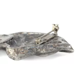 Siberian Husky - Brosche mit Clip, Startnummernhalter, versilberte Anstecknadel für Hundeausstellungen der Marke Art-Dog