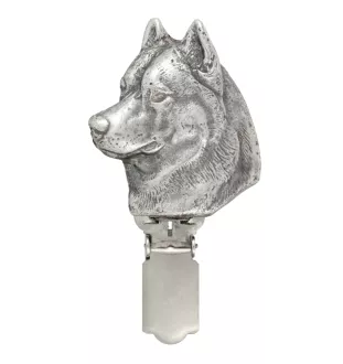 Husky de Sibérie, Husky sibérien - broche avec pince, support pour numéro de départ, épingle argentée pour exposition de chiens de la marque Art-Dog