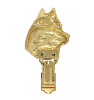 Husky de Sibérie, Husky sibérien - broche avec pince, support doré pour numéro de départ, élégante épingle pour exposition de chiens de la marque Art-Dog