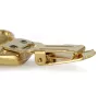 Siberian Husky, Chukcha - brooch with a clip, gold-plated holder for a race number, elegant dog show pin from Art-Dog brand