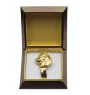 Siberian Husky, Chukcha - brooch with a clip, gold-plated holder for a start number, a gift for a dog show by Art-Dog brand.