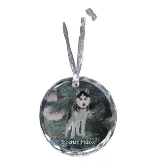 Husky de Sibérie, Husky sibérien - boule de Noël en cristal avec une photo, photo de chien dans le cristal, décoration personnalisée pour sapin de Noël de la marque Art-Dog