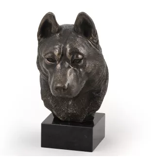 Siberian Husky, Chukcha - Dog statue, bust on stone base, sculpture, trophy for dog show by Art-Dog brand