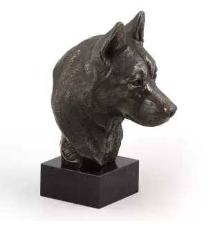 Husky de Sibérie, Husky sibérien - Statue de chien, buste sur socle en pierre, sculpture, trophée pour exposition canine par la marque Art-Dog