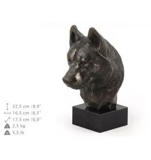 Siberian Husky - Hundestatue, Büste auf Steinsockel, Skulptur, Trophäe für Hundeausstellung der Marke Art-Dog