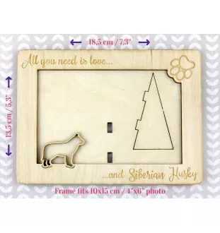 Siberian Husky, Chukcha - Photo frame, engraved wooden frame, a lovely gadget for the dog lover by Art-Dog