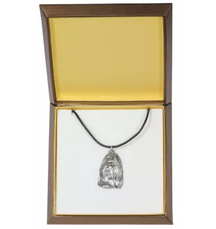 Shih Tzu - Hundehalsband in Geschenkbox, versilbertes Medaillon für Hundefans, markanter Anhänger der Marke Art-Dog