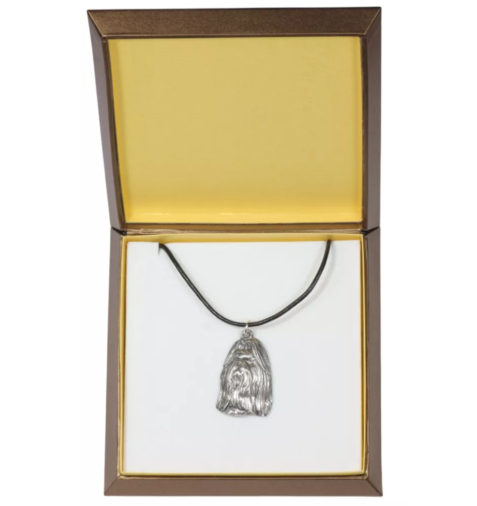 Shih Tzu, Chrysanthemum Dog - Dog necklace in gift box, silver-plated locket for dog fan, striking pendant by Art-Dog brand