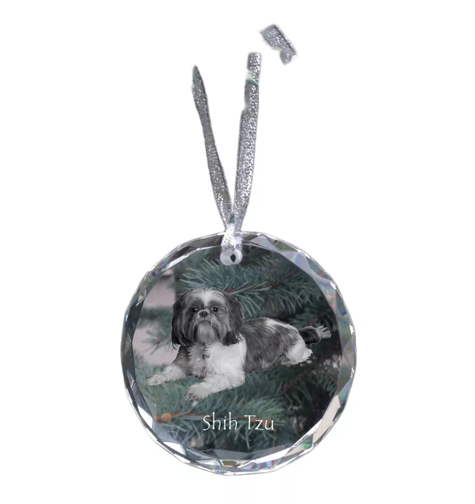 Shih Tzu - boule de Noël en cristal avec une photo, photo de chien dans le cristal, décoration personnalisée pour sapin de Noël de la marque Art-Dog