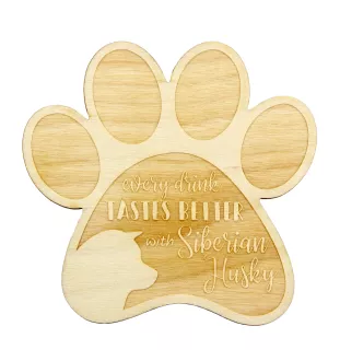 Siberian Husky, Chukcha - Mug coaster, engraved coaster with dog, gift for dog lover by Art-Dog brand