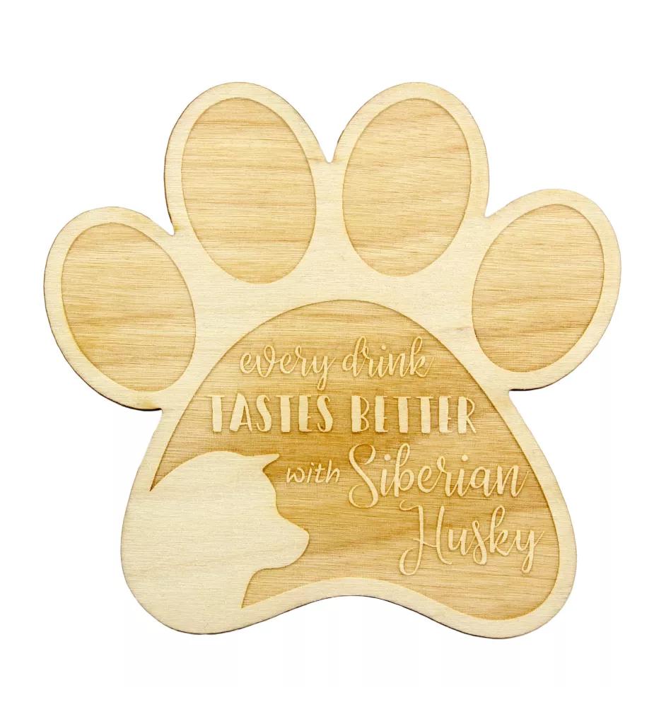 Siberian Husky, Chukcha - Mug coaster, engraved coaster with dog, gift for dog lover by Art-Dog brand