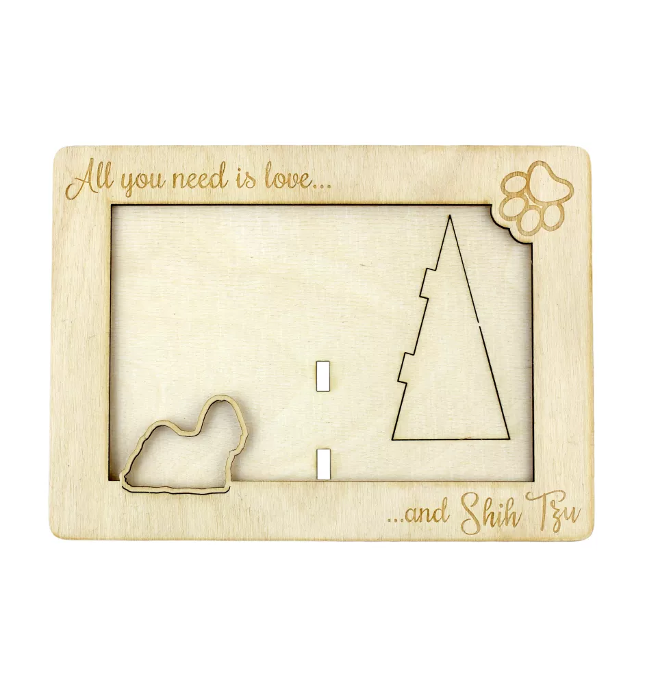 Shih Tzu, Chrysanthemum Dog - Photo frame, engraved wooden frame, a lovely gadget for the dog lover by Art-Dog