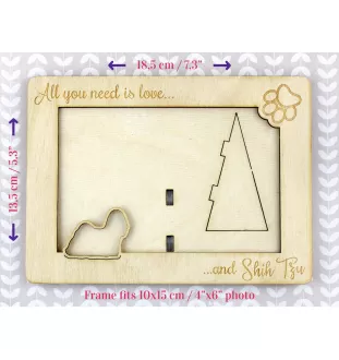 Shih Tzu, Chrysanthemum Dog - Photo frame, engraved wooden frame, a lovely gadget for the dog lover by Art-Dog