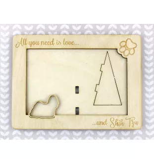 Shih Tzu, Chrysanthemum Dog - Photo frame, engraved wooden frame, a lovely gadget for the dog lover by Art-Dog