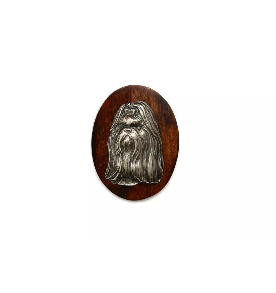 Shih Tzu broszka clipring drewniany Art-Dog