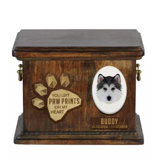 Siberian Husky, Chukcha - urn for dog ashes, personalized urn with engraving, commemorative box for dog ashes by Art-Dog brand