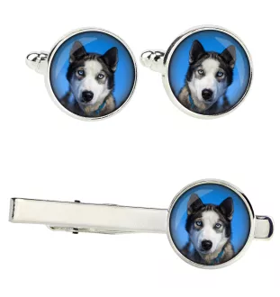 Siberian Husky Ärmelknöpfe und Krawatte mit Ihrem Foto, Anzugaccessoire, Herrenschmuck der Marke Art-Dog