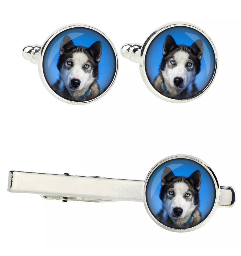 Siberian Husky Ärmelknöpfe und Krawatte mit Ihrem Foto, Anzugaccessoire, Herrenschmuck der Marke Art-Dog