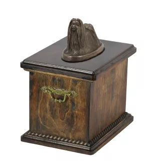 Shih Tzu eine Urne für die Asche des Hundes, eine Urne mit einer Statue, eine elegante Urne im klassischen Stil der Marke Art-Dog