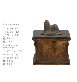 Shih Tzu eine Urne für die Asche des Hundes, eine Urne mit einer Statue, eine elegante Urne im klassischen Stil der Marke Art-Dog