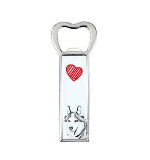 Siberian Husky, Chukcha - bottle opener with a dog, personalized fridge opener, unique gift for a man by Art-Dog brand