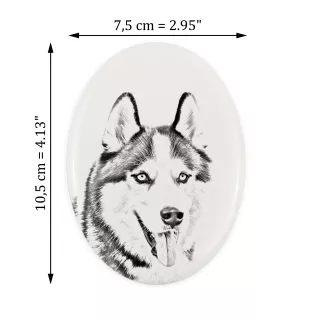 Husky de Sibérie, Husky sibérien - une plaque commémorative avec une photo de chien, une plaque funéraire avec une impression, une plaque ovale personnalisée de la marque Art-Dog