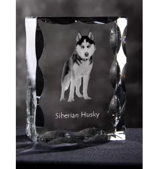 Siberian Husky - Kristall mit einem Hundebild, Glasstatuette mit einem Bild, einzigartiger Bilderrahmen der Marke Art-Dog