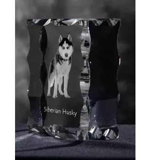 Siberian Husky, Chukcha - crystal with a picture of a dog, glass statuette with a picture, unique frame with a picture from Art-Dog brand