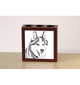 Husky de Sibérie, Husky sibérien - porte-stylo avec chien, organiseur de bureau avec impression, décoration de bureau personnalisée de la marque Art-Dog