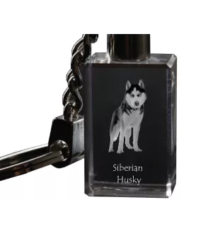 Siberian Husky, Chukcha - Crystal key ring with dog photo, illuminated key ring, unique gift by Art-Dog brand